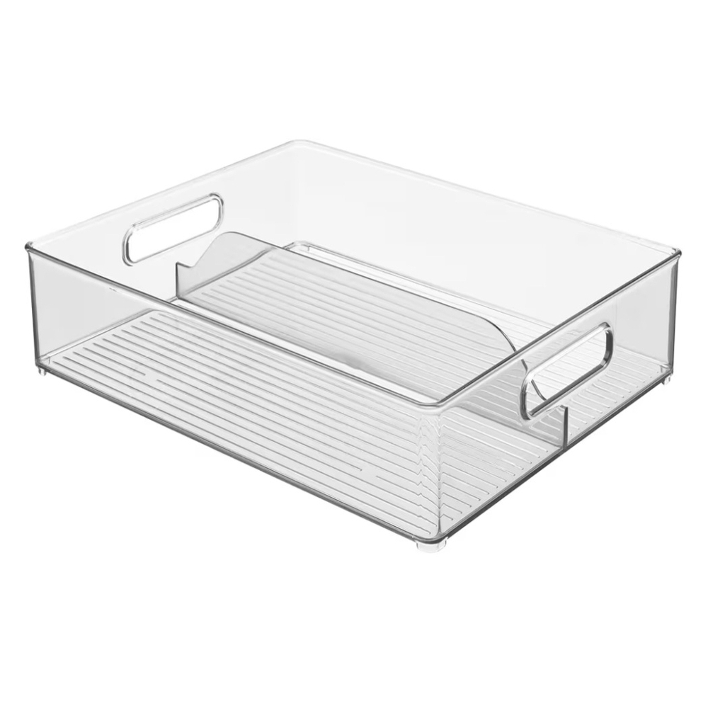 Clear Divided Storage Bin with Handles